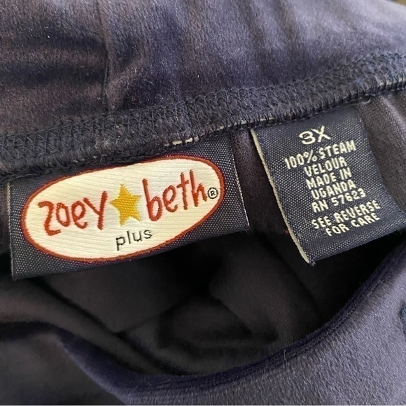 Vintage Y2K Zoey Beth Velour Track Pants Faded Navy 3X - Picture 3 of 4